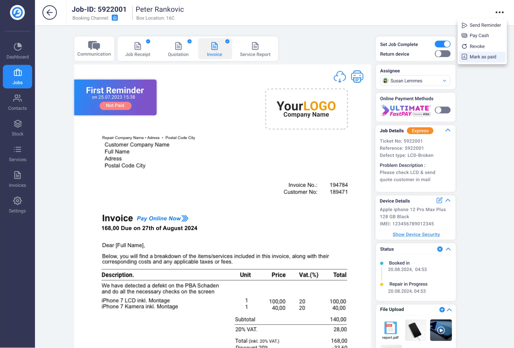 screenshot of RepairCMS Ultimate